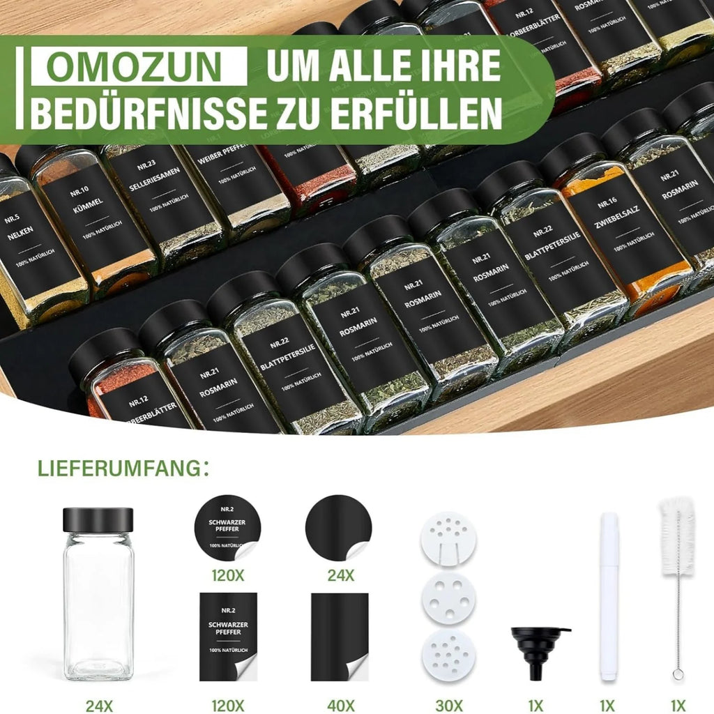 Set de 24 Bocaux à Épices en Verre