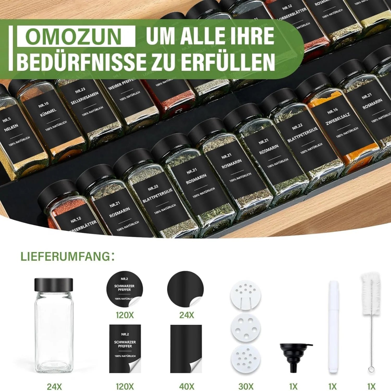 Set de 24 Bocaux à Épices en Verre