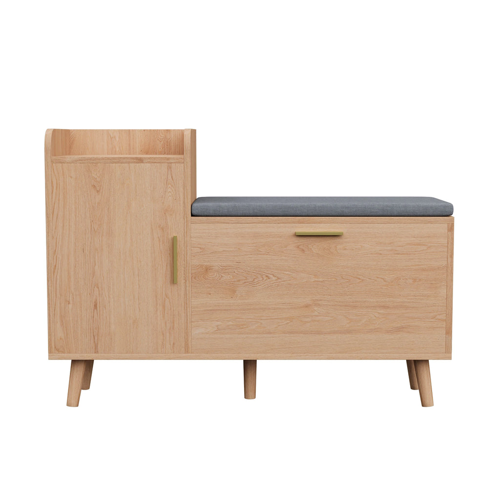 Comanlai Shoe Cabinet, Shoe Bench with Seat, Entrance Furniture for Shoe Cabinet, for Bedroom, Living Room,Entrance, Wood Color