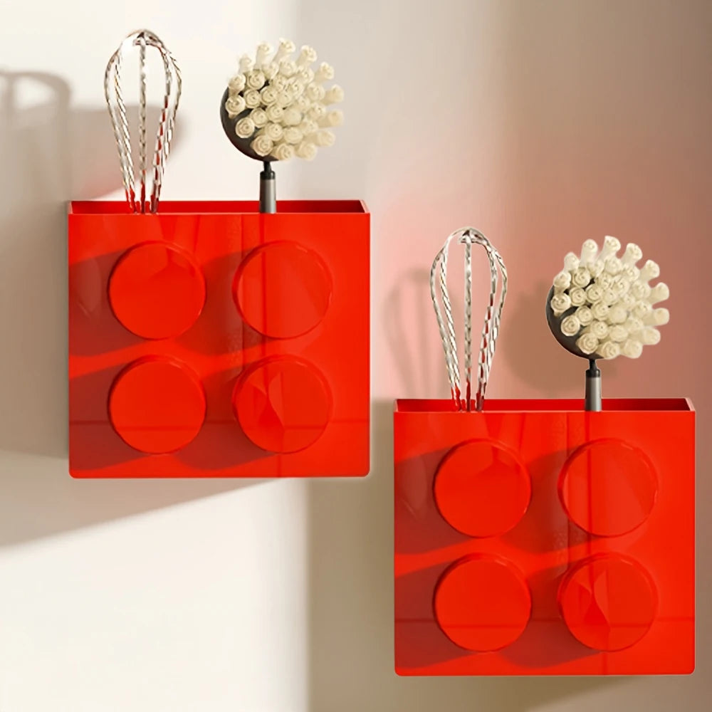 1/4pc Magnetic Storage Box Refrigerator Entrance Door Shelf Organizer Building Block Wall Mounted Rack Home Kitchen Decor Holder