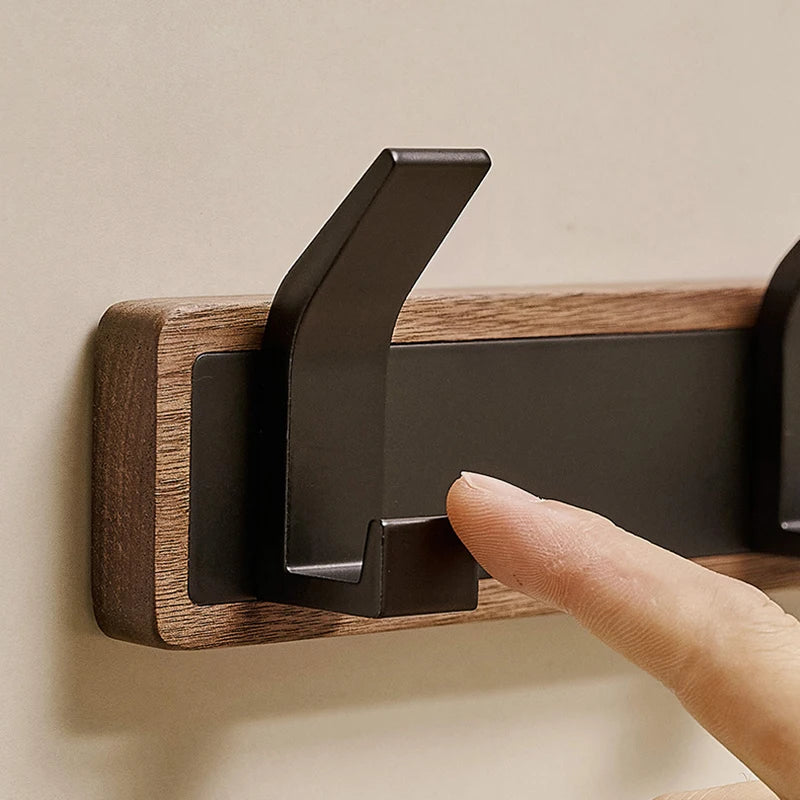 BAKALA-Black Wood Wall Hook, Hanging Coat Rack for Bathroom, Kitchen, Bedroom, Hallway, Clothes Holder