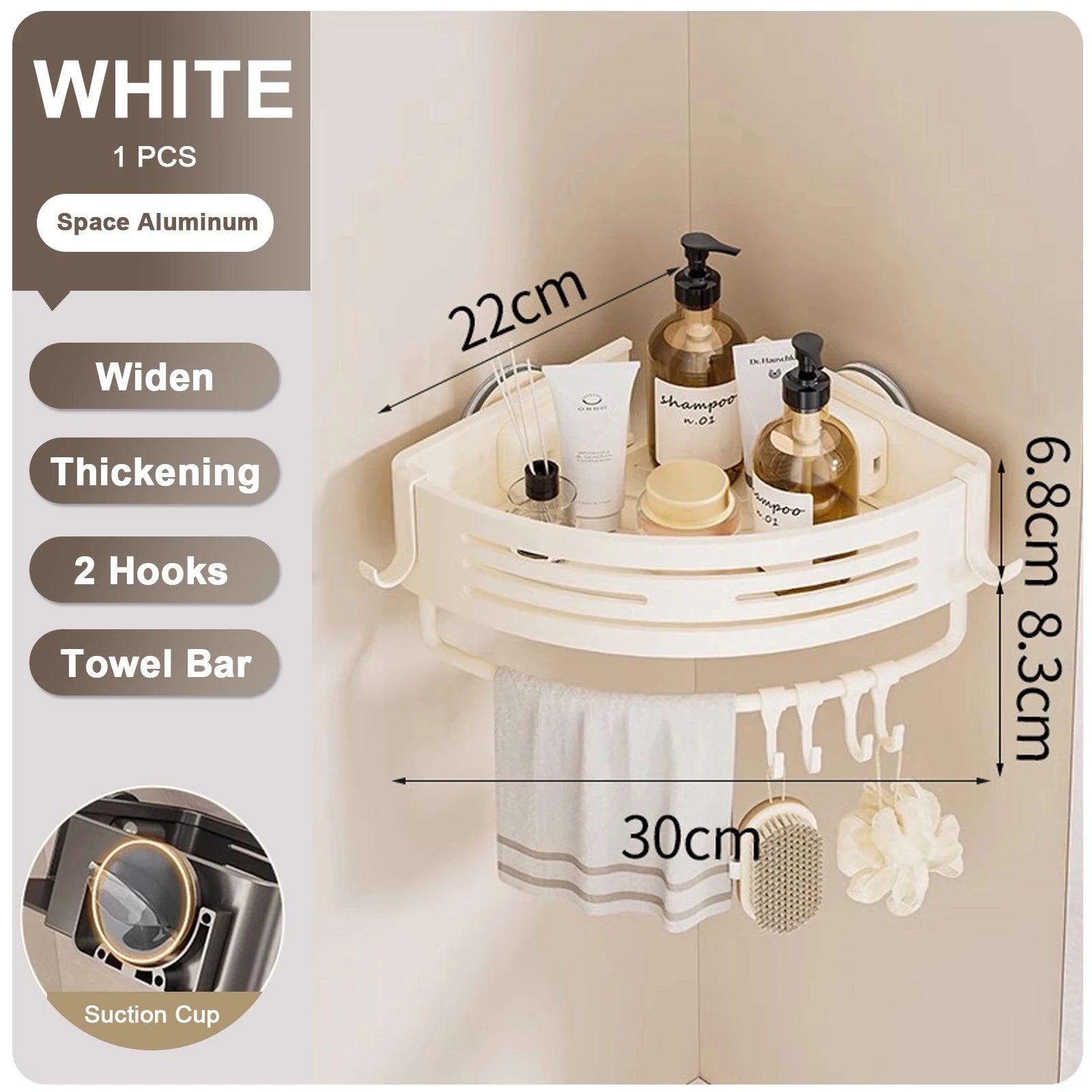 Étagère de Douche d'Angle à Ventouses