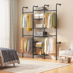 Système de Rangement Mural pour Dressing Noir Mat