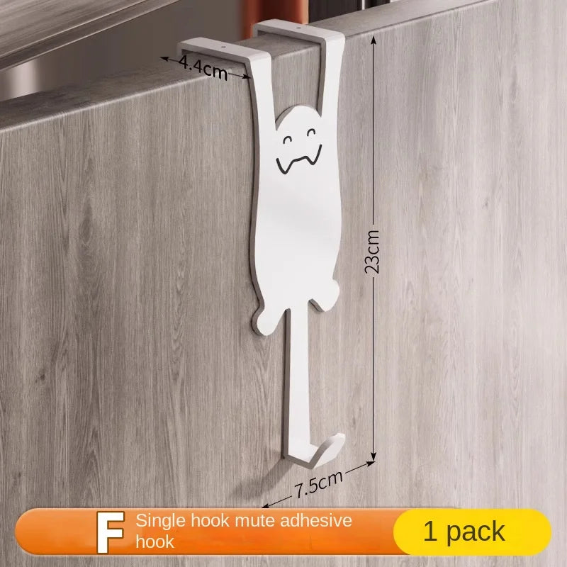 1/6 piece door hook, door hook storage rack without drilling, kitchen cabinet, door hanging clothes rack, storage clothes cap, k