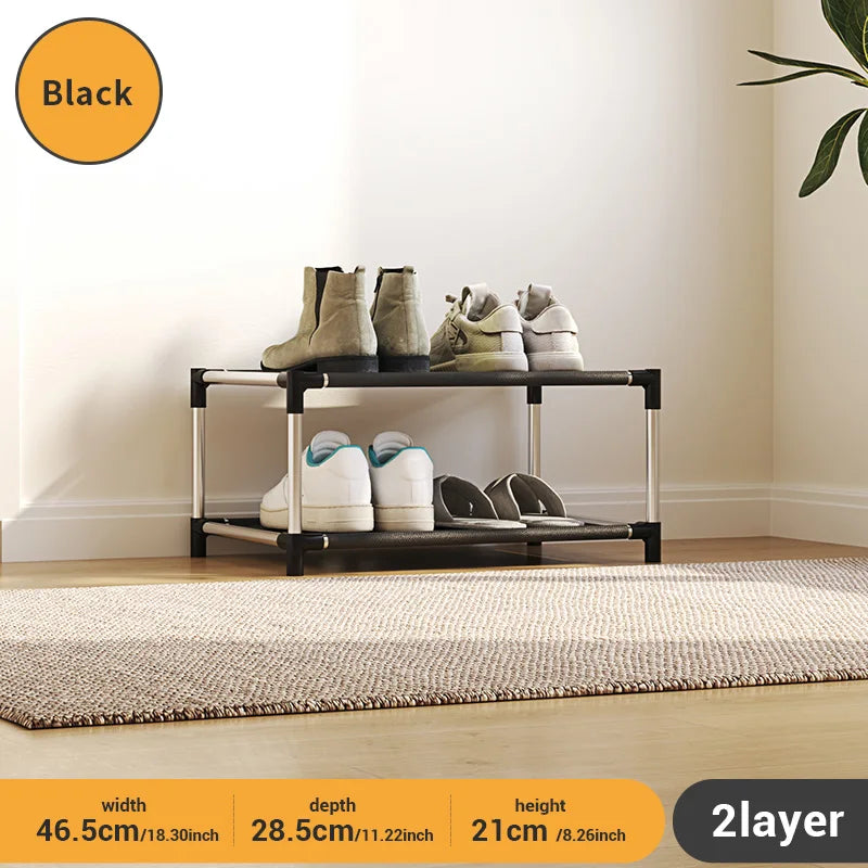 1 pc 2-layer simple shoe rack - easy to assemble and space saving design, perfect for entrances, bedrooms, etc