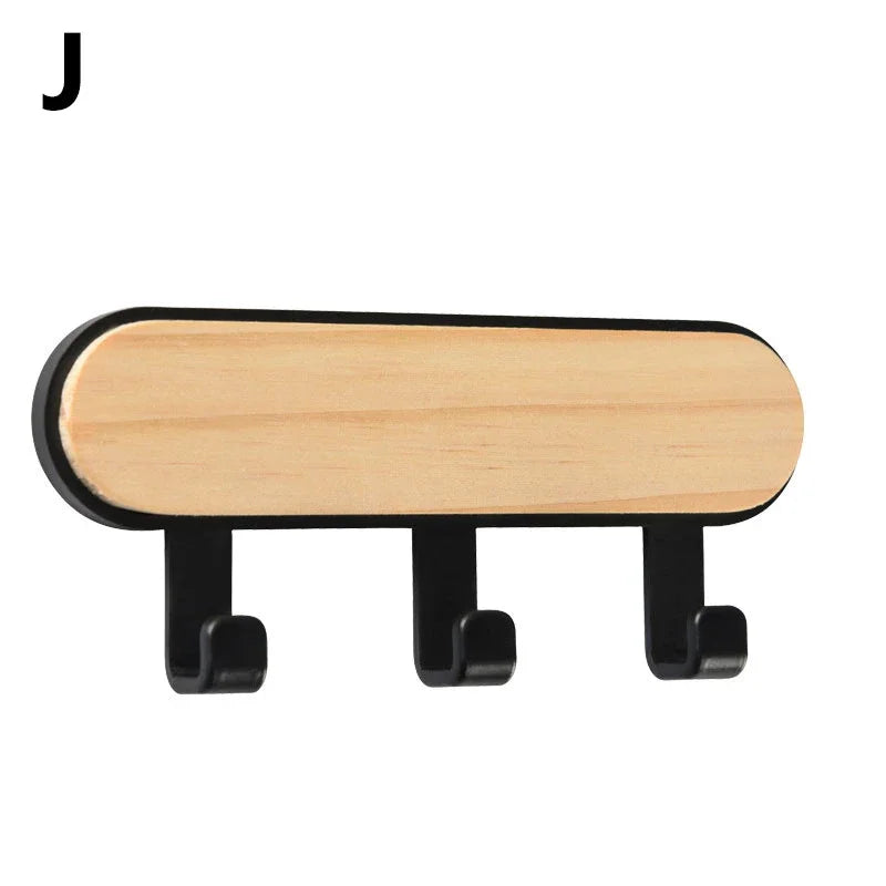 Wood Key Holder Hat Scarf Storage Organizer Strong Magnetic Key Ring Storage Rack Phone Hooks Self Adhesive Wall Mounted Hangers
