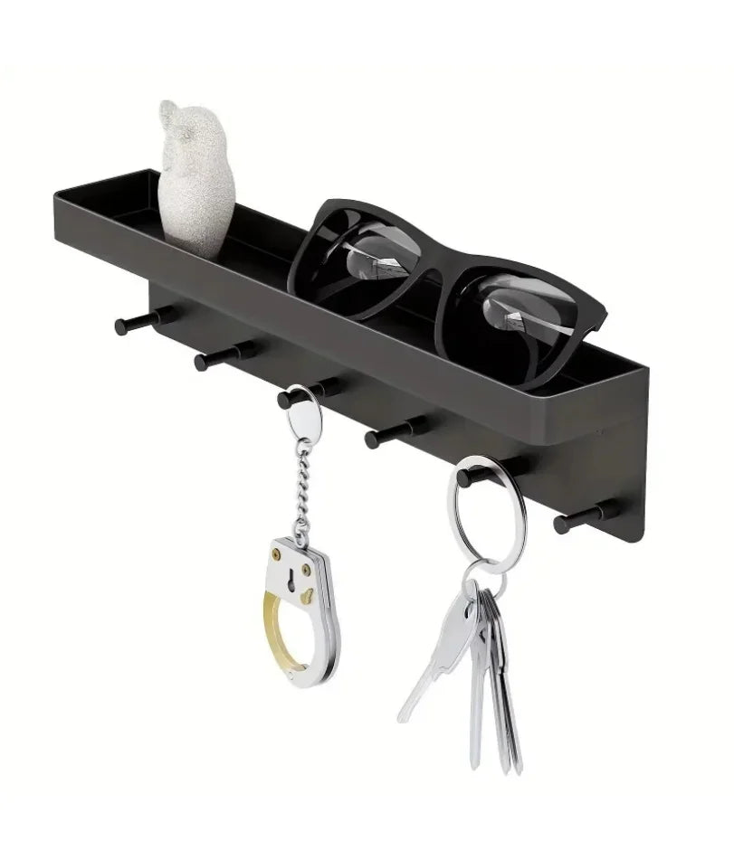 Key Holder for Wall Decor Mail Shelf Organizer Tableware Hanger Wall Mounted with 6 Hooks Storage Rack for Kitchen Bathroom