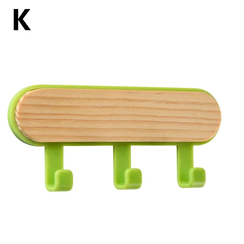 Wood Key Holder Hat Scarf Storage Organizer Strong Magnetic Key Ring Storage Rack Phone Hooks Self Adhesive Wall Mounted Hangers