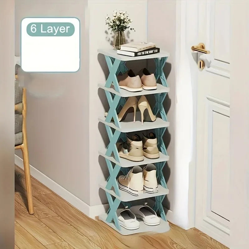 Plastic Foldable Shoe Rack, Multi-Tier Space Saving Storage Organizer, Simple Indoor Home Storage Rack, Easy Assembly, shoe rack