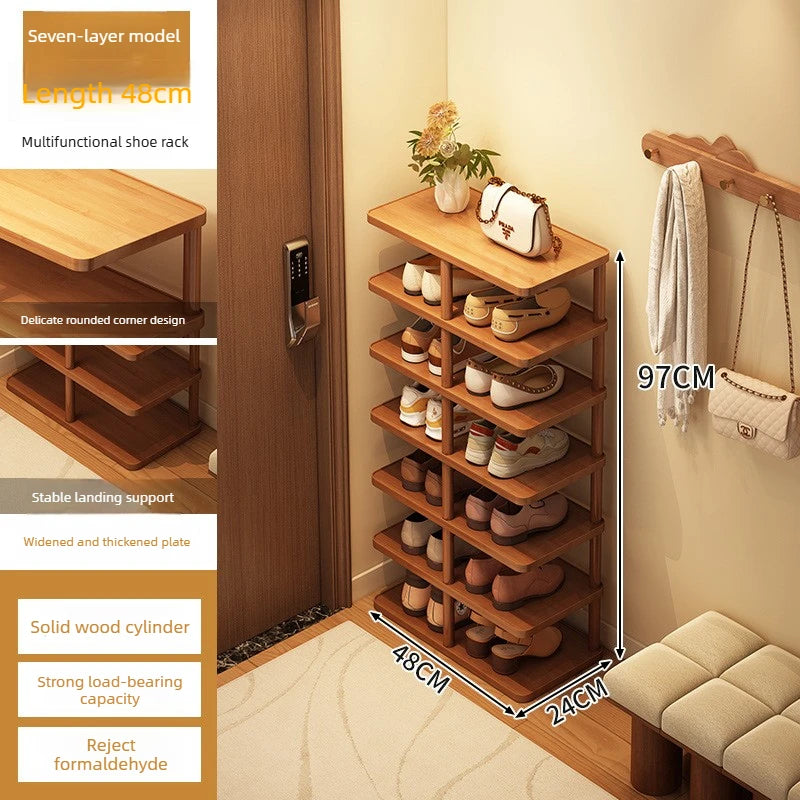 Multi layer minimalist narrow shoe rack, household wooden shoe cabinet, shoe storage rack, balcony storage rack, storage cabinet