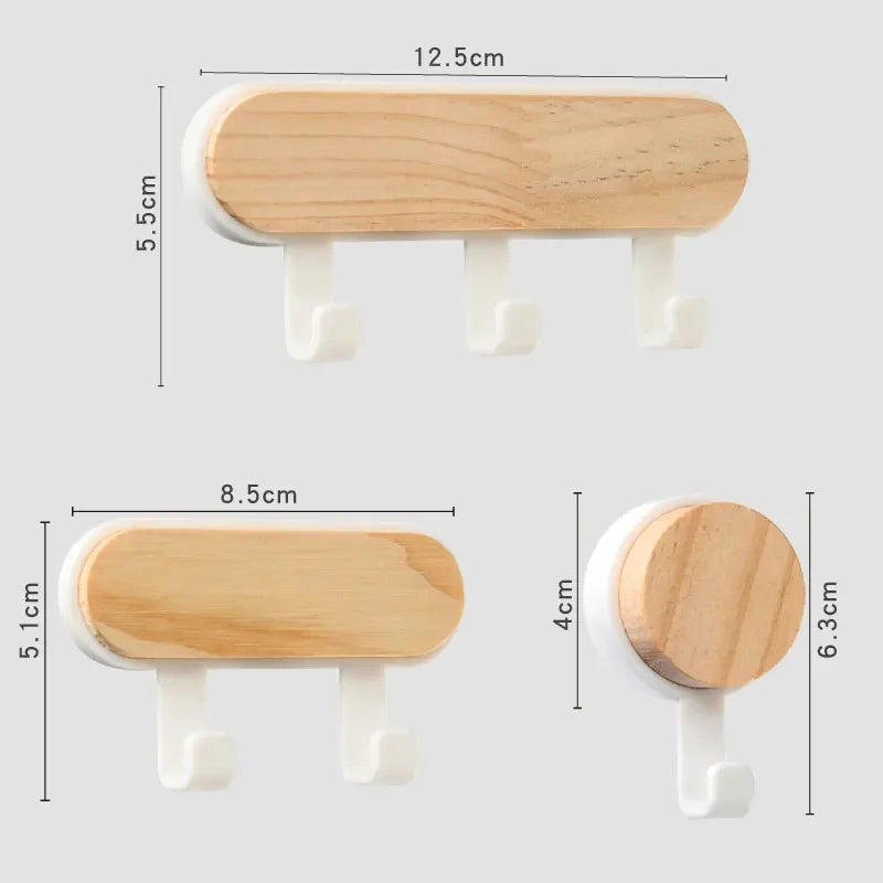 Wood Key Holder Hat Scarf Storage Organizer Strong Magnetic Key Ring Storage Rack Phone Hooks Self Adhesive Wall Mounted Hangers