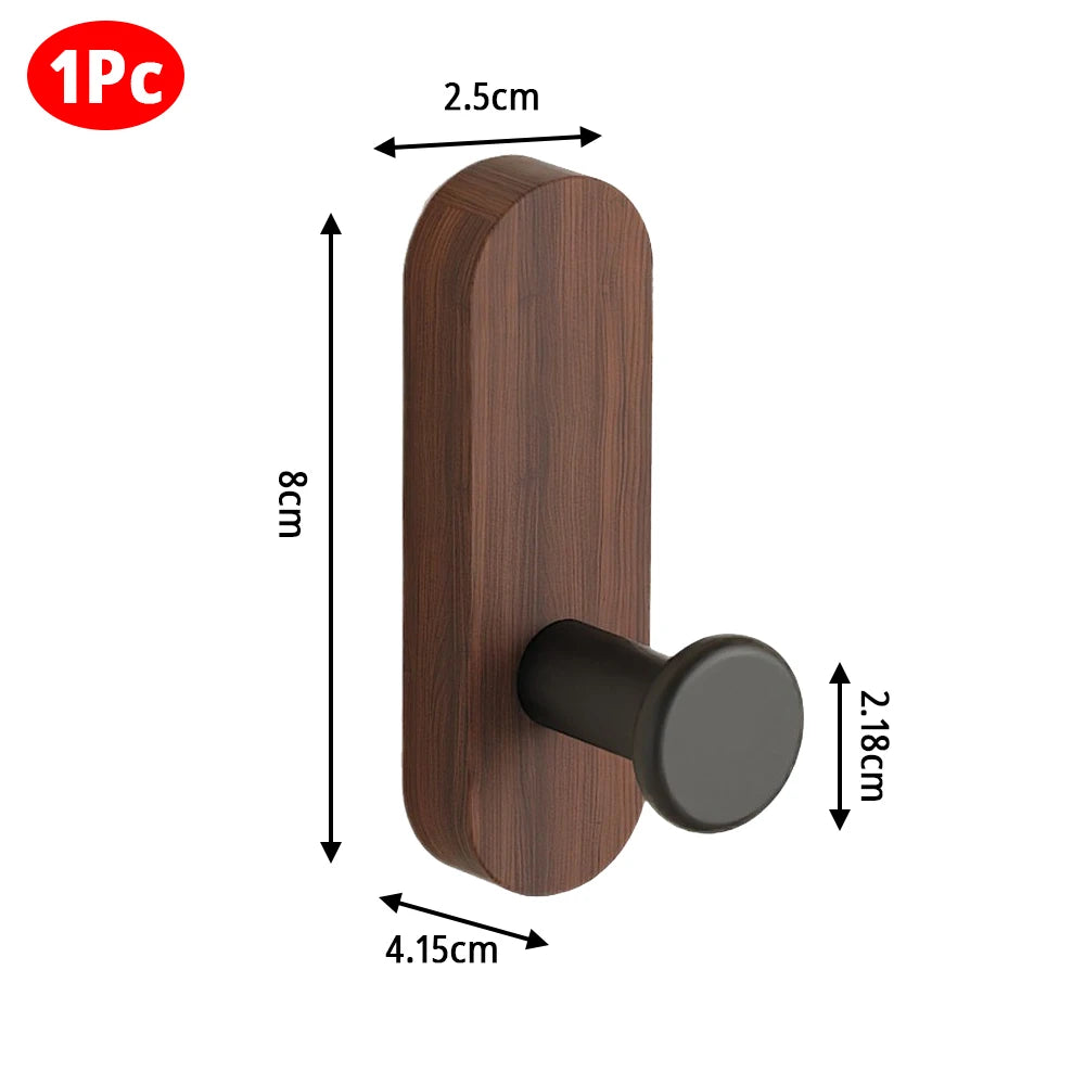 Self-adhesive Solid Wooden Wall Hook for Hanging Key Coat Towel Clothes Towel Bag Hanger Door Hook Coat Rack Entryway Key Holder