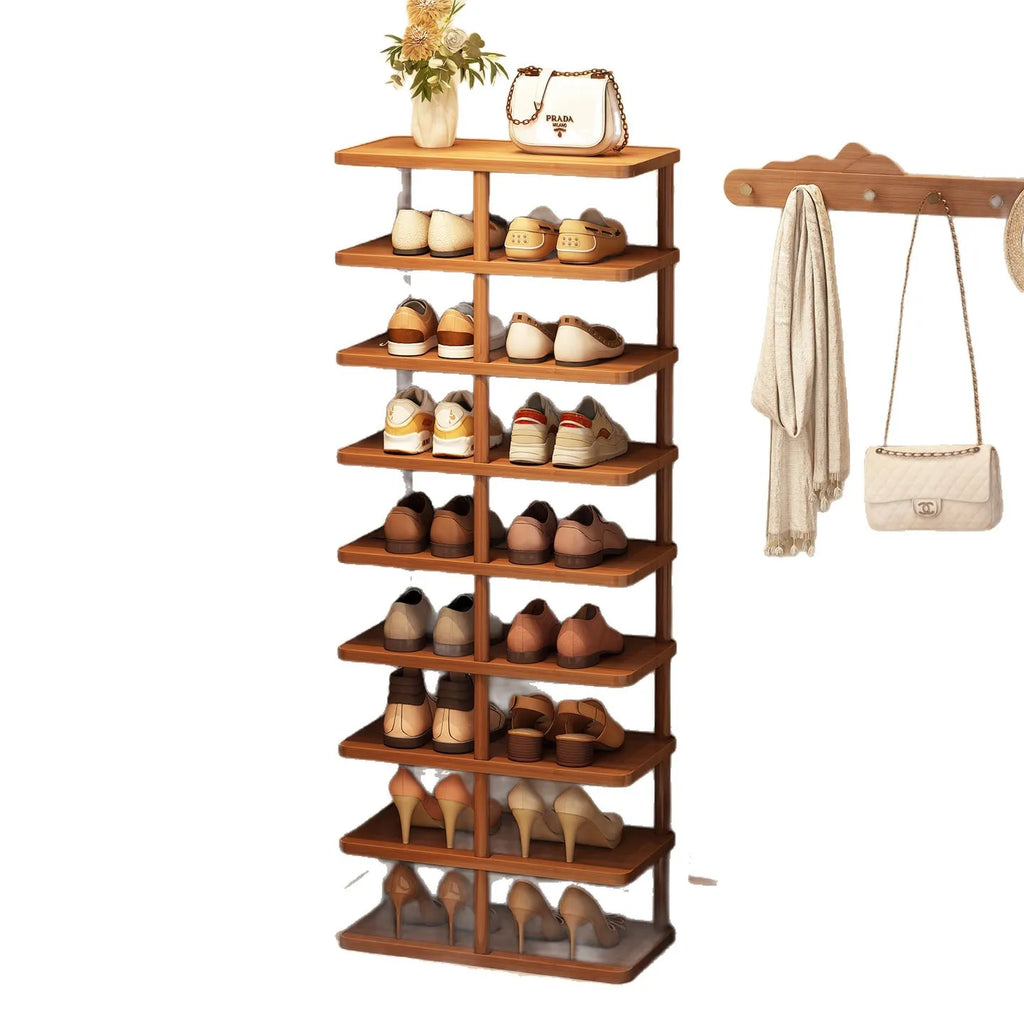 Multi layer minimalist narrow shoe rack, household wooden shoe cabinet, shoe storage rack, balcony storage rack, storage cabinet