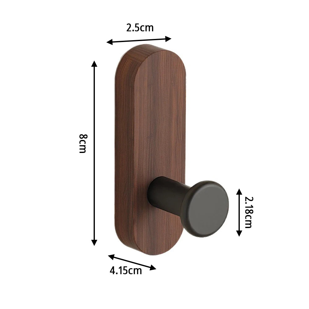 Self-adhesive Solid Wooden Wall Hook for Hanging Key Coat Towel Clothes Towel Bag Hanger Door Hook Coat Rack Entryway Key Holder