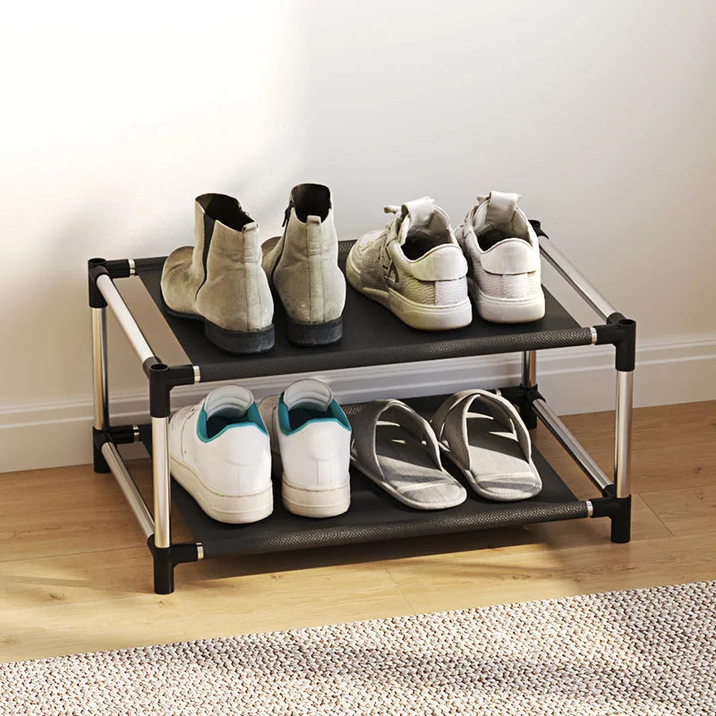 1 pc 2-layer simple shoe rack - easy to assemble and space saving design, perfect for entrances, bedrooms, etc