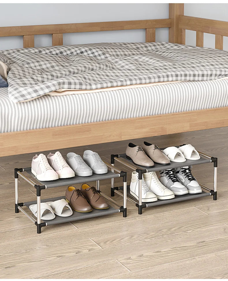 1 pc 2-layer simple shoe rack - easy to assemble and space saving design, perfect for entrances, bedrooms, etc