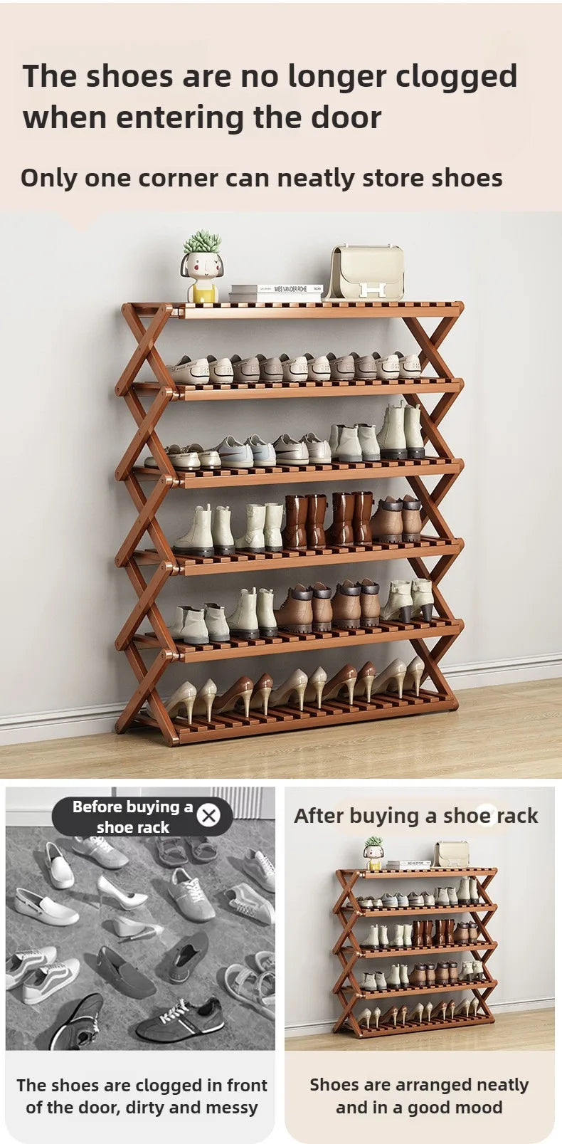 Casier à Chaussures Pliable Multi-Niveaux