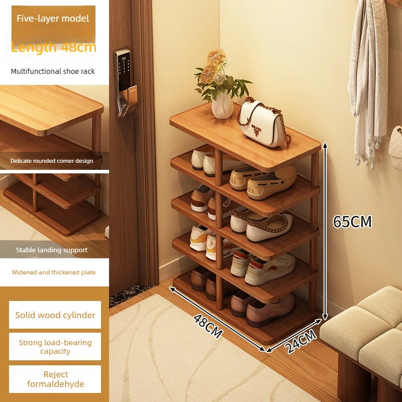 Multi layer minimalist narrow shoe rack, household wooden shoe cabinet, shoe storage rack, balcony storage rack, storage cabinet
