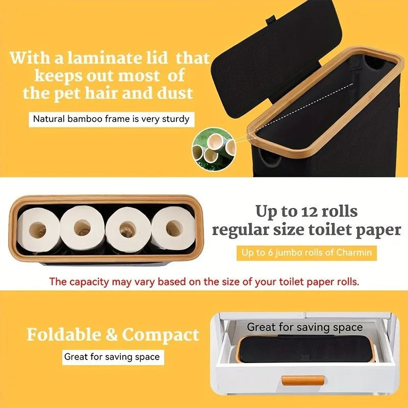 Porte-Papier Toilette Pliable avec Couvercle