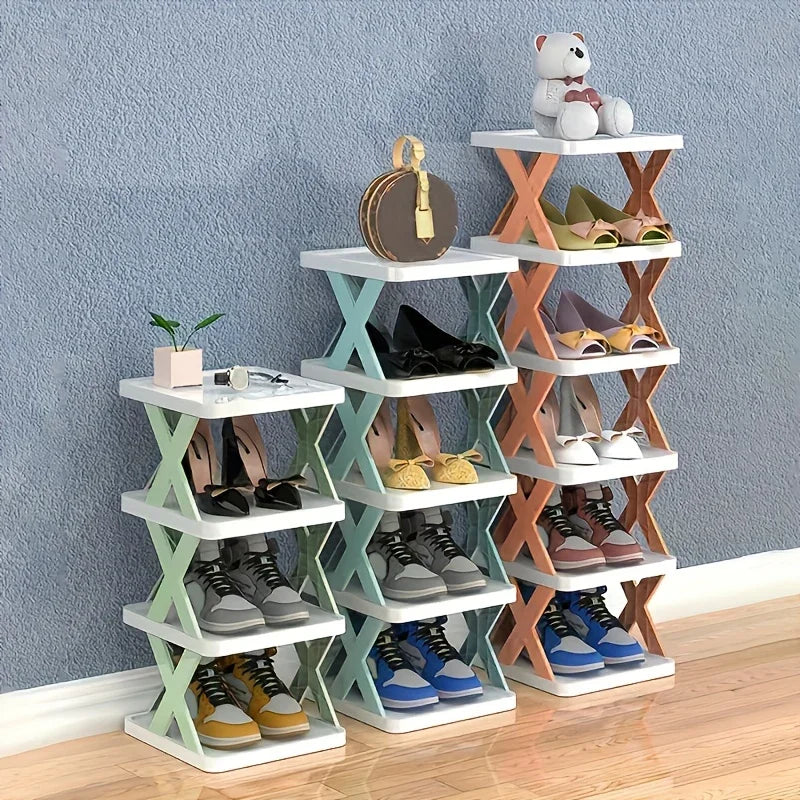 Plastic Foldable Shoe Rack, Multi-Tier Space Saving Storage Organizer, Simple Indoor Home Storage Rack, Easy Assembly, shoe rack