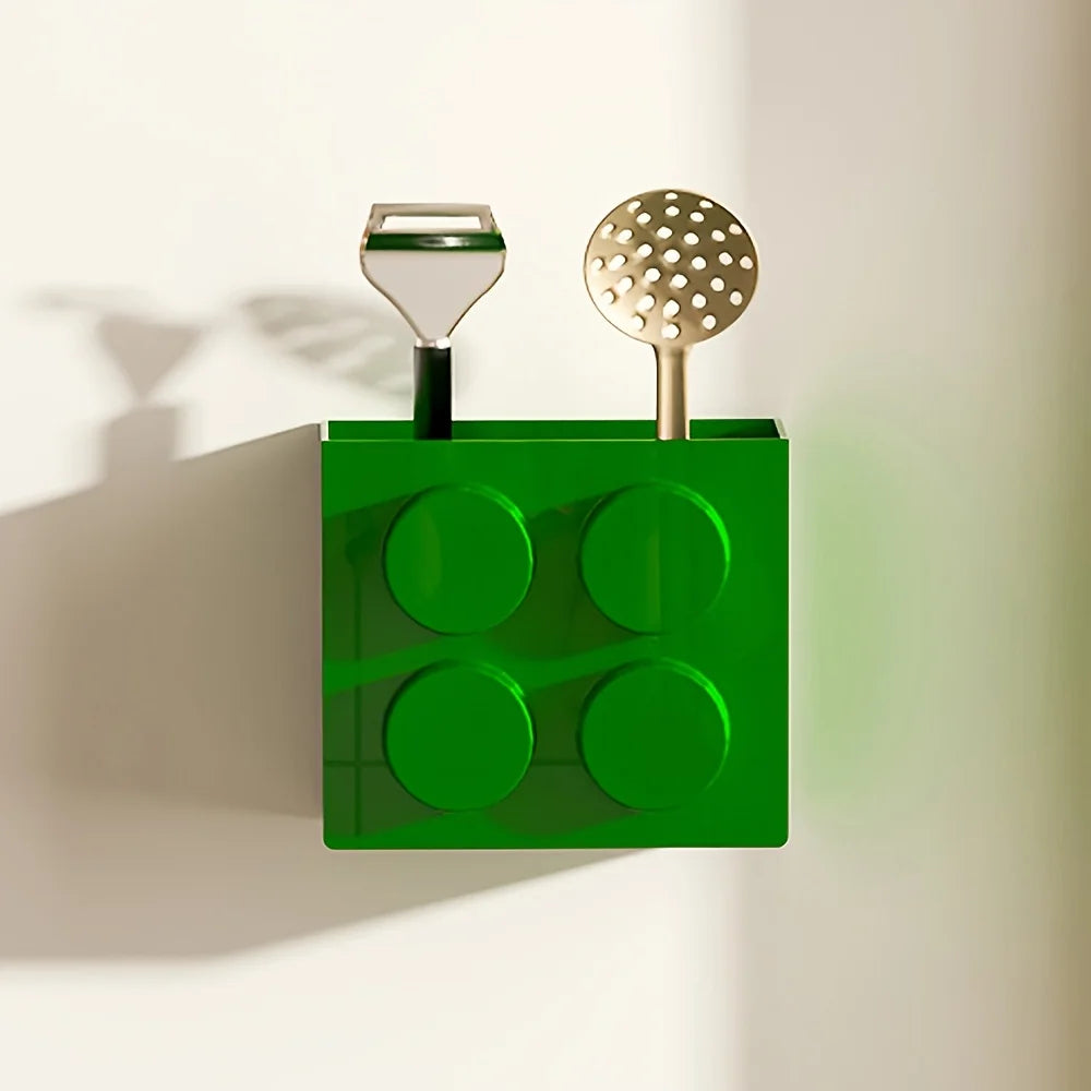 1/4pc Magnetic Storage Box Refrigerator Entrance Door Shelf Organizer Building Block Wall Mounted Rack Home Kitchen Decor Holder