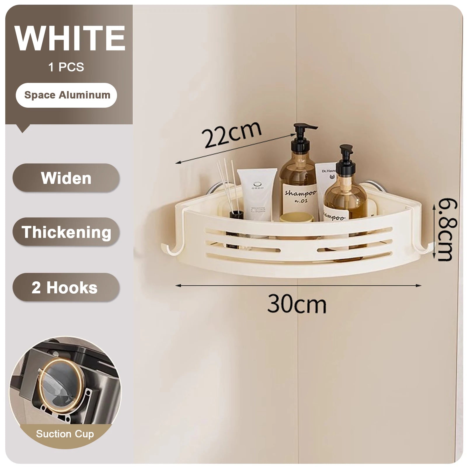 Étagère de Douche d'Angle à Ventouses