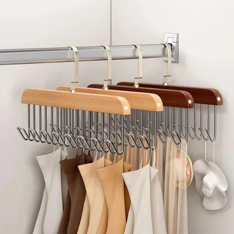 Cintre en Bois avec 8 Crochets pour Accessoires