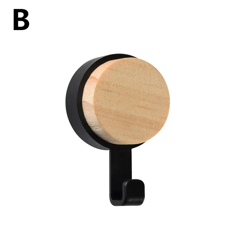 Wood Key Holder Hat Scarf Storage Organizer Strong Magnetic Key Ring Storage Rack Phone Hooks Self Adhesive Wall Mounted Hangers