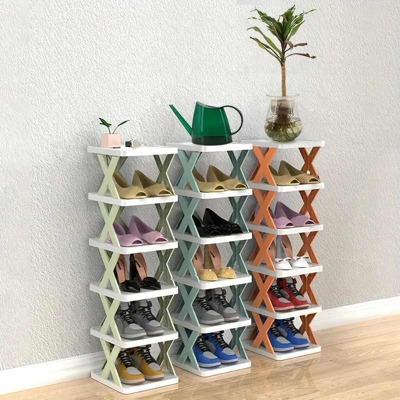 Plastic Foldable Shoe Rack, Multi-Tier Space Saving Storage Organizer, Simple Indoor Home Storage Rack, Easy Assembly, shoe rack