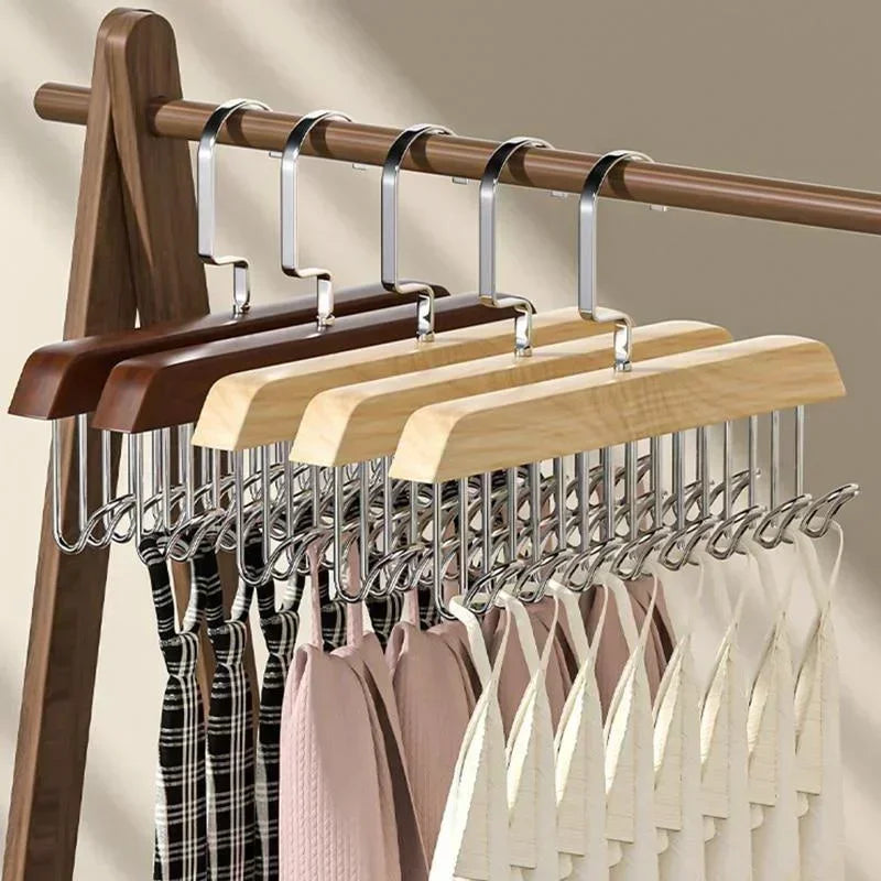 Cintre en Bois avec 8 Crochets pour Accessoires
