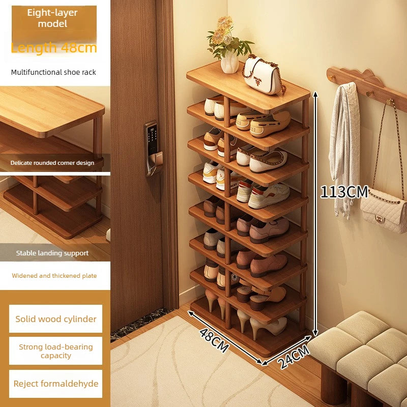 Multi layer minimalist narrow shoe rack, household wooden shoe cabinet, shoe storage rack, balcony storage rack, storage cabinet