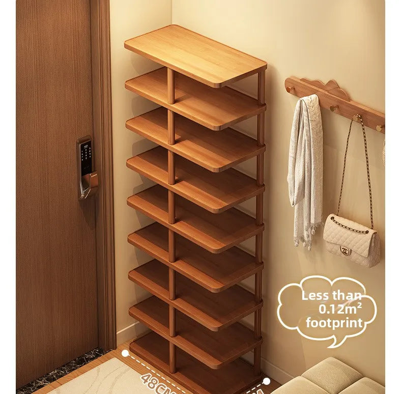 Multi layer minimalist narrow shoe rack, household wooden shoe cabinet, shoe storage rack, balcony storage rack, storage cabinet