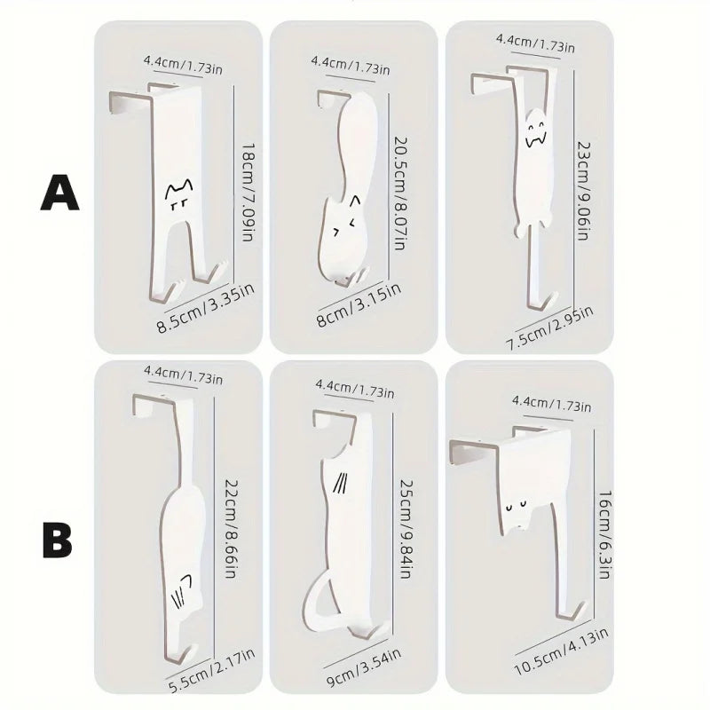 1/6 piece door hook, door hook storage rack without drilling, kitchen cabinet, door hanging clothes rack, storage clothes cap, k