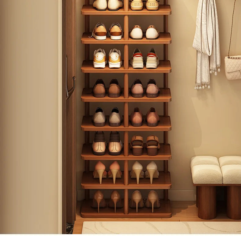 Multi layer minimalist narrow shoe rack, household wooden shoe cabinet, shoe storage rack, balcony storage rack, storage cabinet