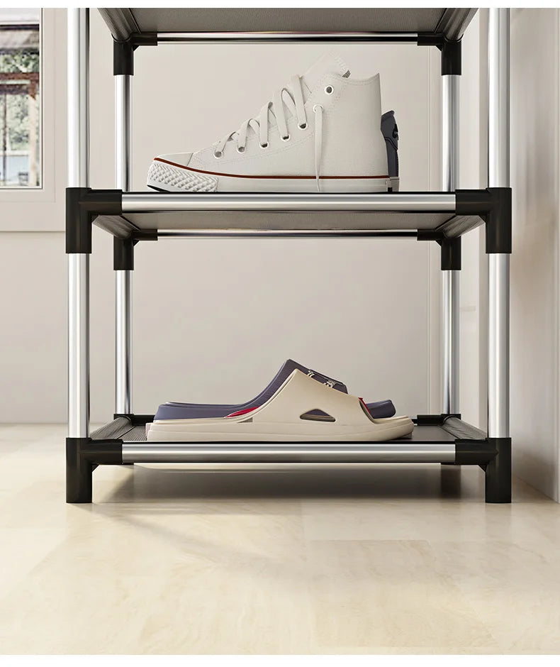 1 pc 2-layer simple shoe rack - easy to assemble and space saving design, perfect for entrances, bedrooms, etc