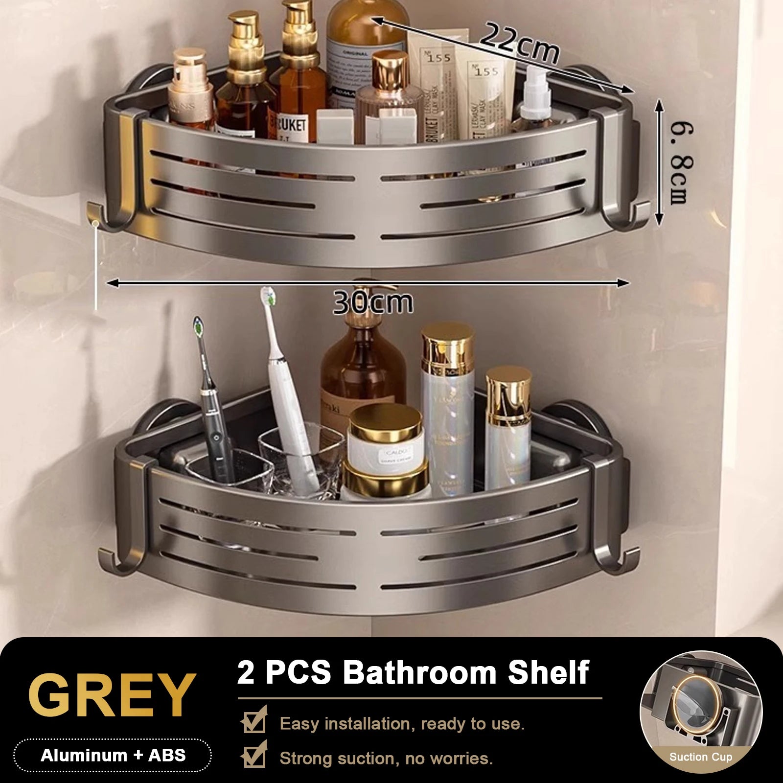 Étagère de Douche d'Angle à Ventouses