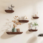 Étagère murale demi-lune en bois fixée au mur