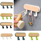 Crochet mural en bois multi-usage fixé sans perçage
