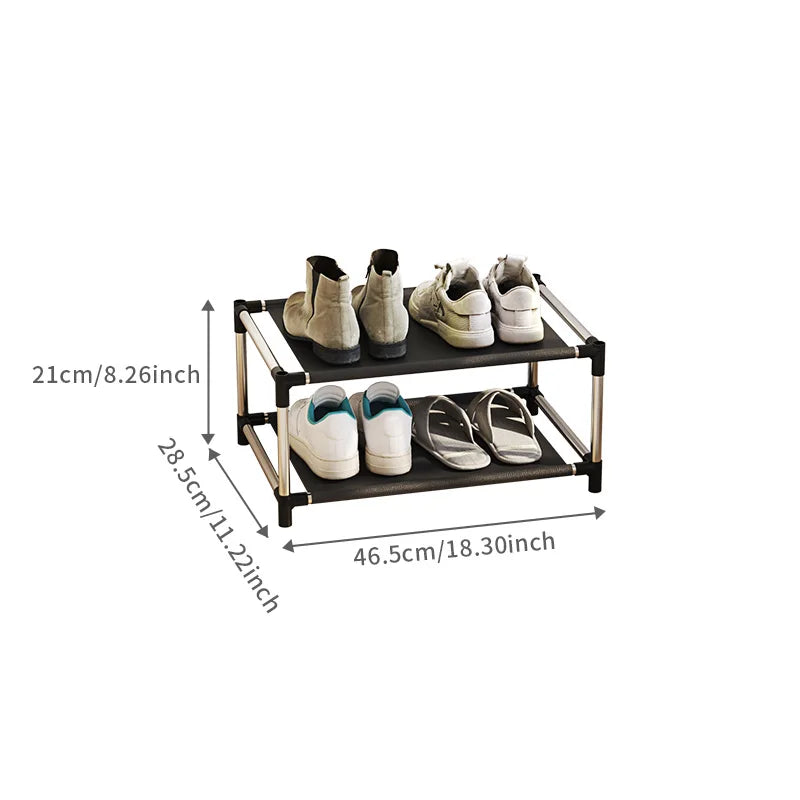 1 pc 2-layer simple shoe rack - easy to assemble and space saving design, perfect for entrances, bedrooms, etc