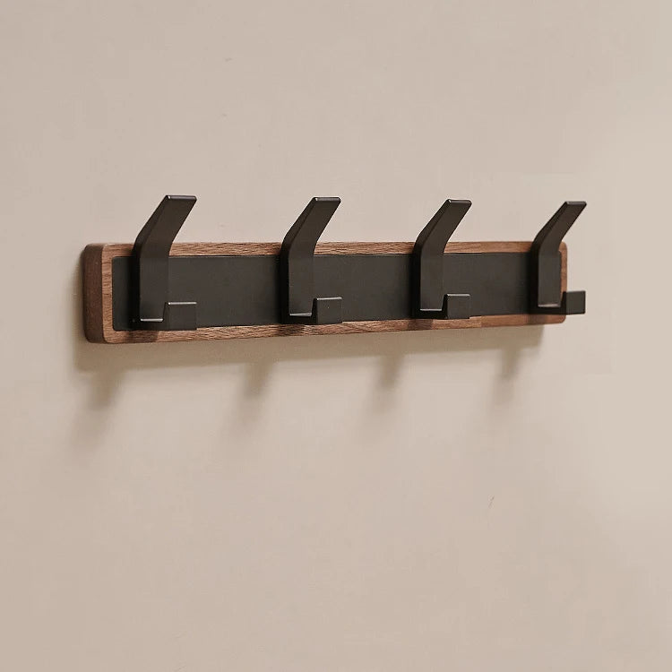 BAKALA-Black Wood Wall Hook, Hanging Coat Rack for Bathroom, Kitchen, Bedroom, Hallway, Clothes Holder