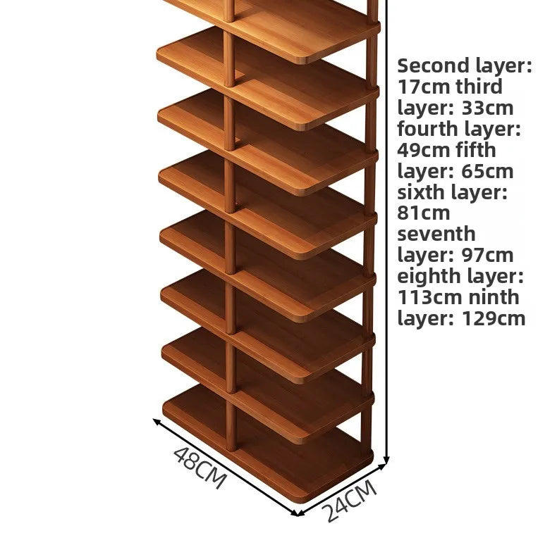 Multi layer minimalist narrow shoe rack, household wooden shoe cabinet, shoe storage rack, balcony storage rack, storage cabinet
