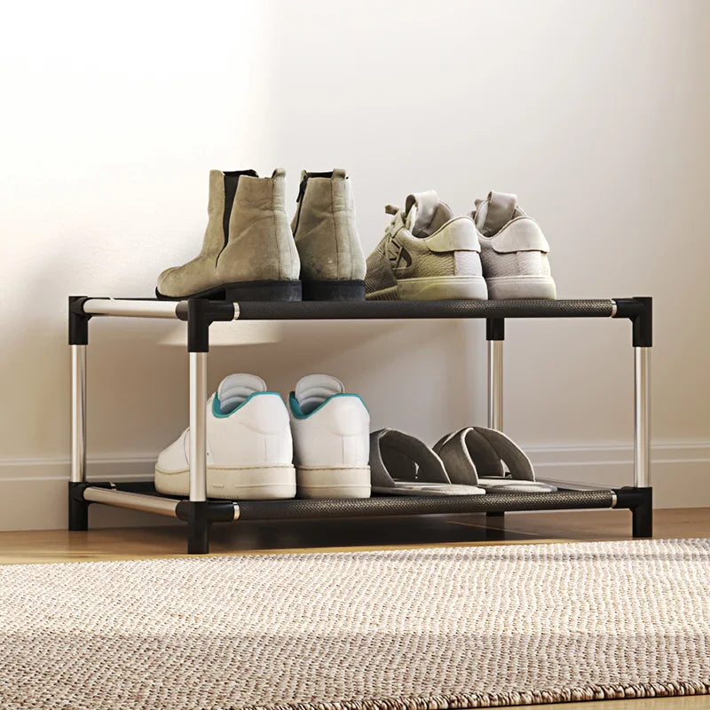 1 pc 2-layer simple shoe rack - easy to assemble and space saving design, perfect for entrances, bedrooms, etc