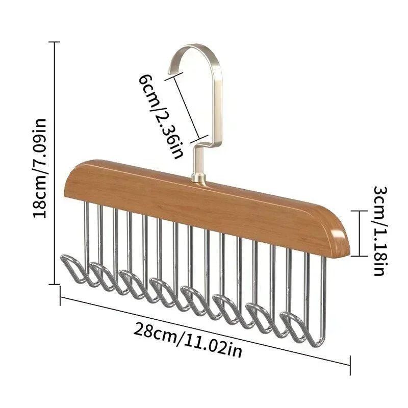 Cintre en Bois avec 8 Crochets pour Accessoires