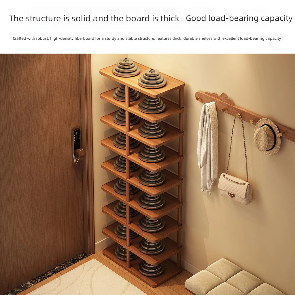 Multi layer minimalist narrow shoe rack, household wooden shoe cabinet, shoe storage rack, balcony storage rack, storage cabinet
