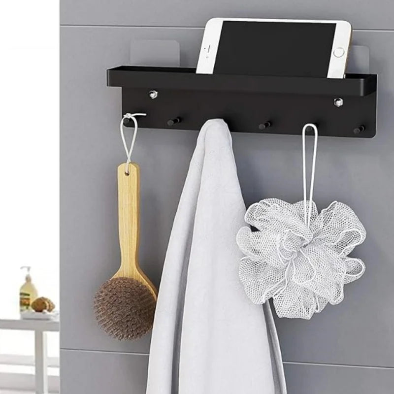 Holder Wall Mount, Key Holder Wall Mount Adhesive with Mail Organizer Tray with 6 Key Hooks for Wall