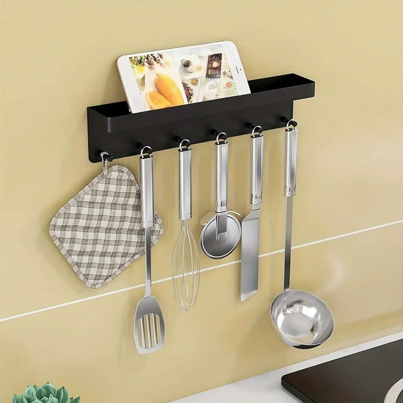 Holder Wall Mount, Key Holder Wall Mount Adhesive with Mail Organizer Tray with 6 Key Hooks for Wall