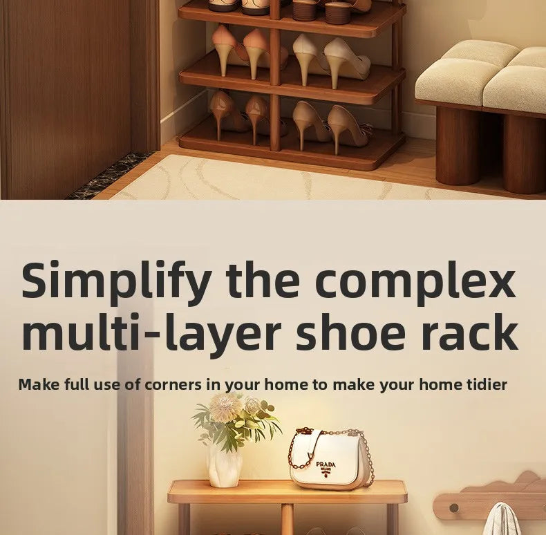 Multi layer minimalist narrow shoe rack, household wooden shoe cabinet, shoe storage rack, balcony storage rack, storage cabinet