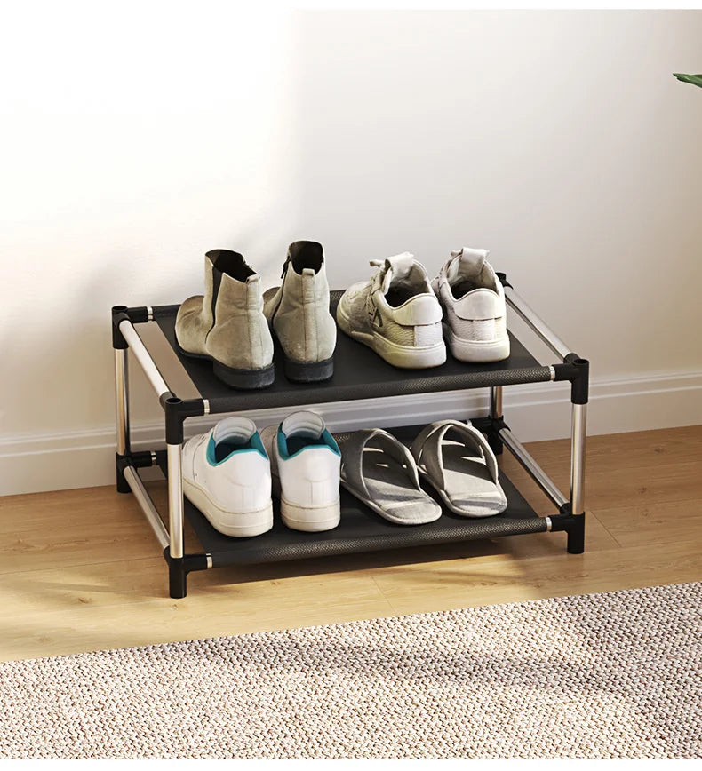 1 pc 2-layer simple shoe rack - easy to assemble and space saving design, perfect for entrances, bedrooms, etc
