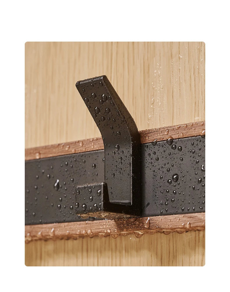 BAKALA-Black Wood Wall Hook, Hanging Coat Rack for Bathroom, Kitchen, Bedroom, Hallway, Clothes Holder