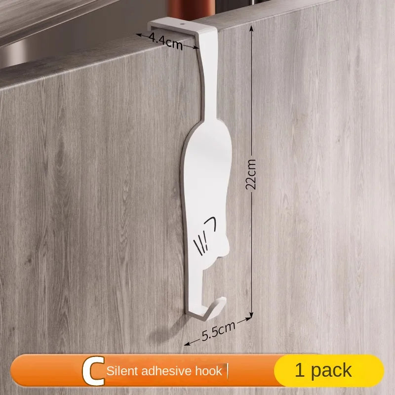 1/6 piece door hook, door hook storage rack without drilling, kitchen cabinet, door hanging clothes rack, storage clothes cap, k
